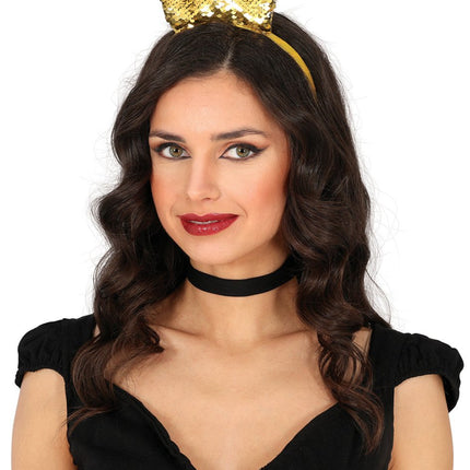 Gouden Haarband Met Kroon - Partywinkel - 8434077230176