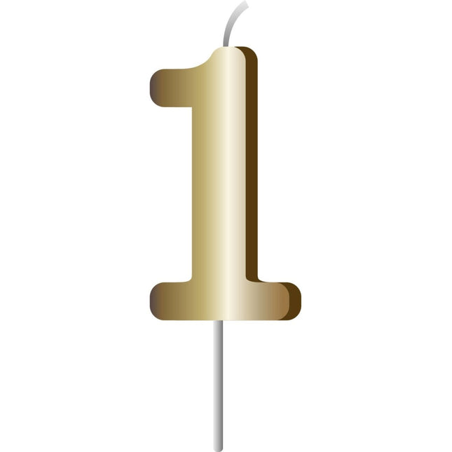 Gouden Kaars 1 Jaar 7cm van Folat koop je bij Partywinkel