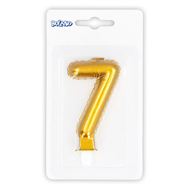 Gouden Kaars 7 Jaar 8cm van Boland koop je bij Partywinkel