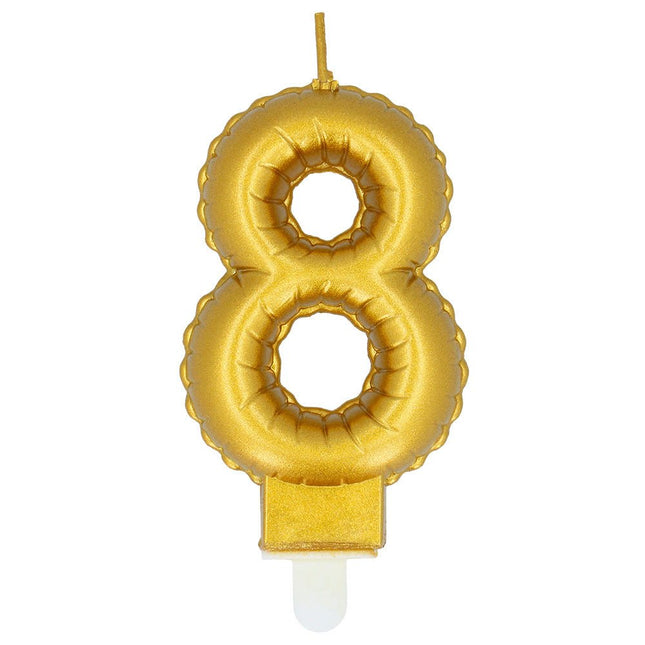 Gouden Kaars 8 Jaar 8cm van Boland koop je bij Partywinkel