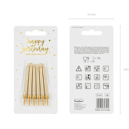 Gouden Kaarsjes 6cm 6st van Partydeco koop je bij Partywinkel