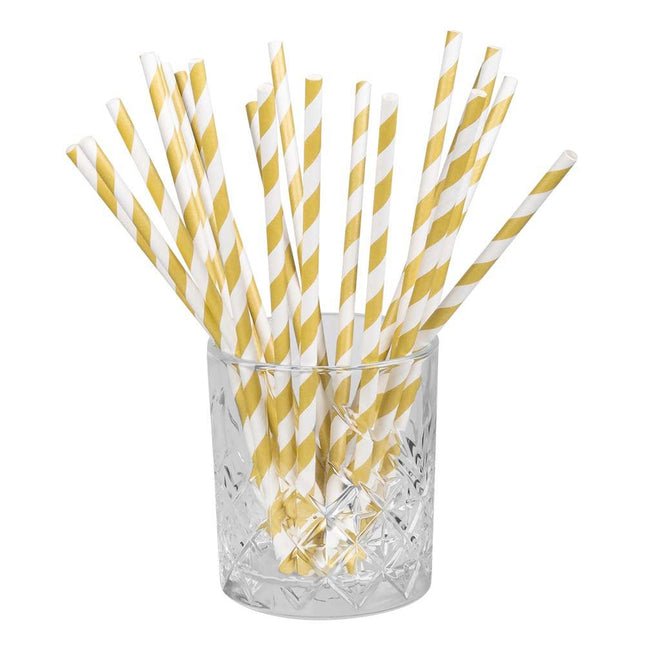 Gouden Rietjes Papier 24cm 20st van Boland koop je bij Partywinkel