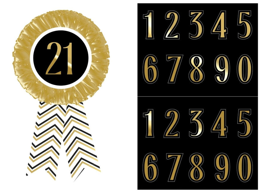 Gouden Rozet Leeftijden 15cm van Haza Witbaard koop je bij Partywinkel