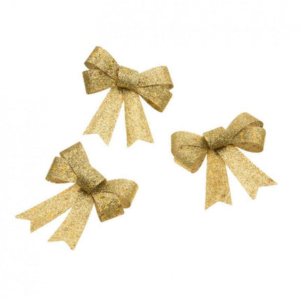 Gouden Strik Glitter 12,7cm 3st van CHAKS koop je bij Partywinkel