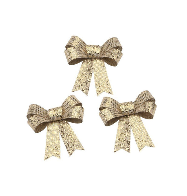 Gouden Strik Glitters 12,7cm 3st van CHAKS koop je bij Partywinkel