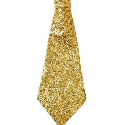 Gouden Stropdas Glitter Met Elastiek van Widmann koop je bij Partywinkel