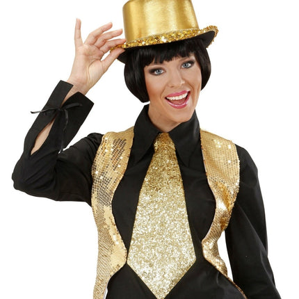 Gouden Stropdas Glitter Met Elastiek van Widmann koop je bij Partywinkel