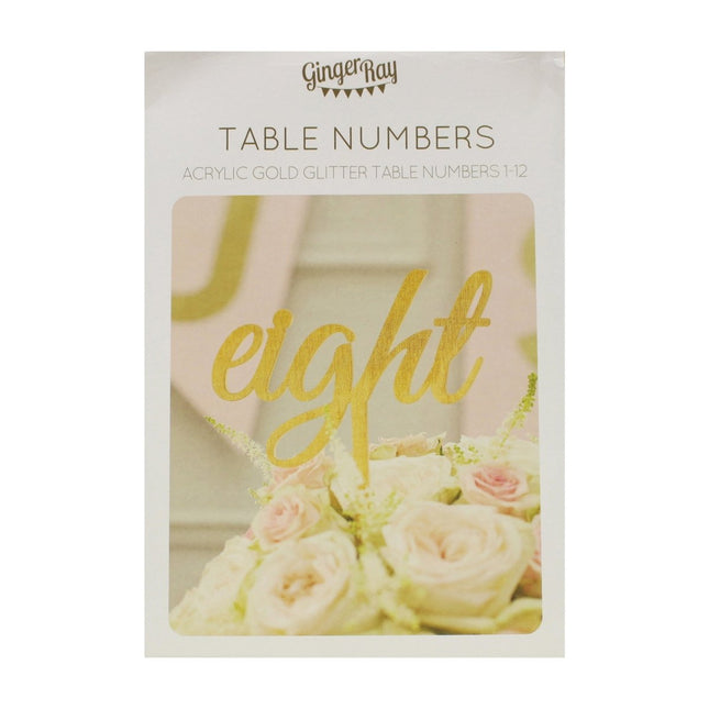 Gouden Tafelnummers 19cm 12st van Ginger Ray koop je bij Partywinkel