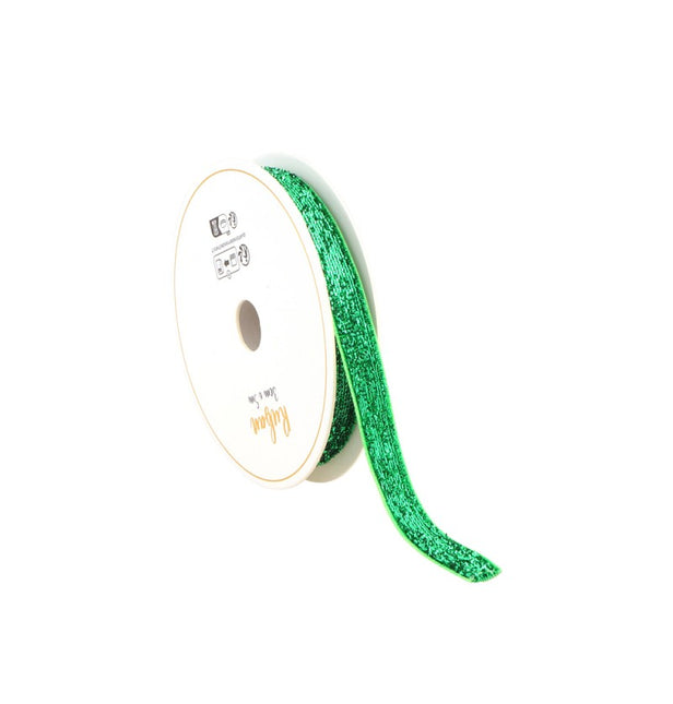 RUBAN VERT PAILLETÉ 10 MM X 3 M