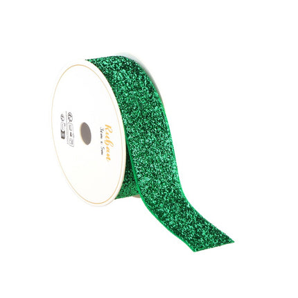 RUBAN VERT PAILLETÉ 25 MM X 3 M