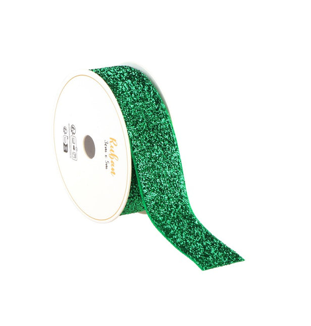 RUBAN VERT PAILLETÉ 25 MM X 3 M