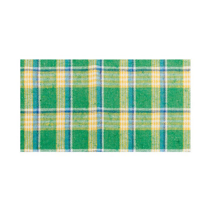 RUBAN DE TABLE EN LIN MADRAS VERT 10 CM X 5 M