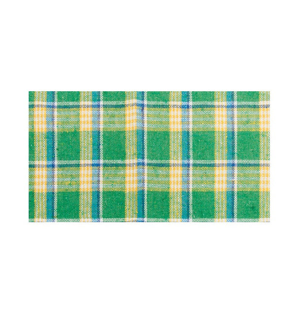 RUBAN DE TABLE EN LIN MADRAS VERT 10 CM X 5 M