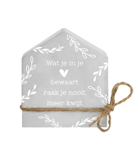 Grijze Cement Huisje In Je Hart 8cm van Paper Dreams koop je bij Partywinkel