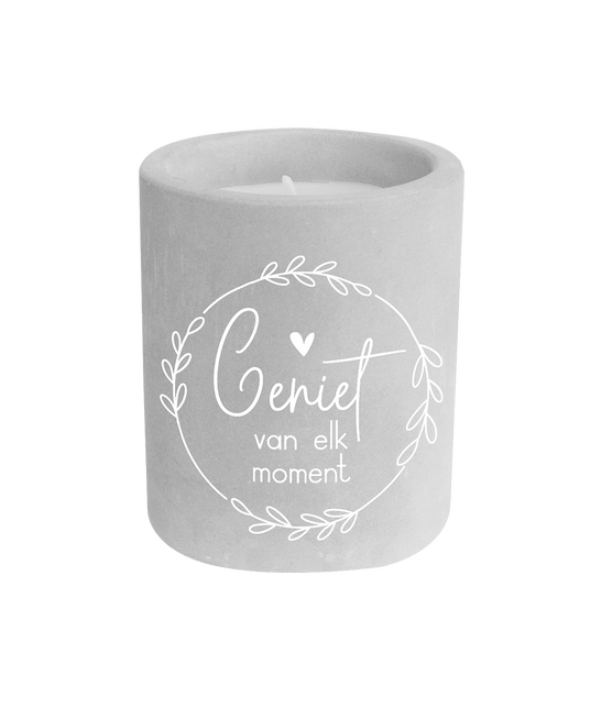 Grijze Cement Kaars Geniet 8cm van Paper Dreams koop je bij Partywinkel
