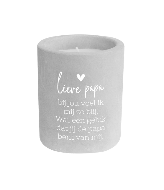Grijze Cement Kaars Papa 8cm van Paper Dreams koop je bij Partywinkel