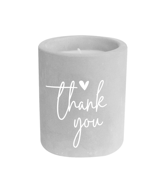 Grijze Cement Kaars Thak You 8cm van Paper Dreams koop je bij Partywinkel