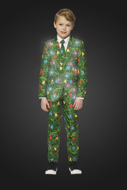 Groen Pak Kerstmis Met Licht Kind van Suitmeister koop je bij Partywinkel