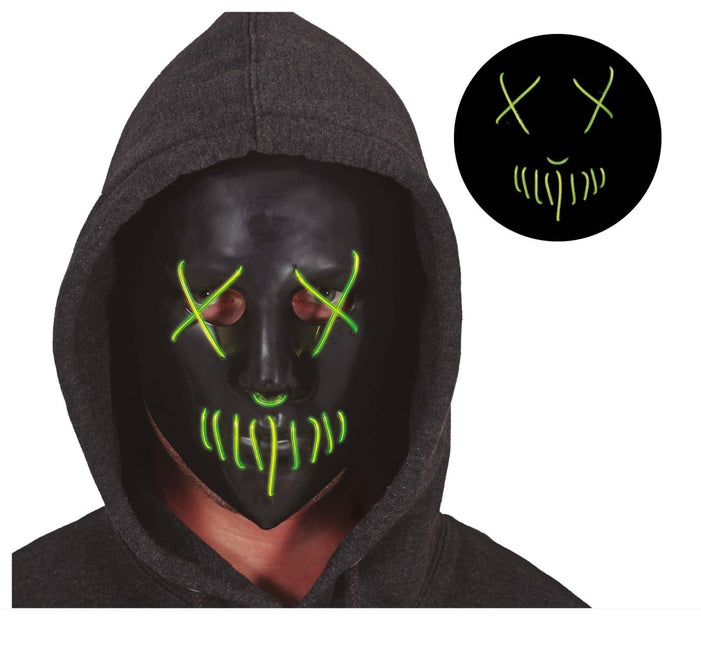 Groen Zwarte Halloween Masker Met Licht van Fiestas Guirca koop je bij Partywinkel
