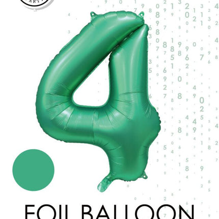 Groene Cijfer Ballon 4 Jaar Glans 86cm van WeFiesta koop je bij Partywinkel