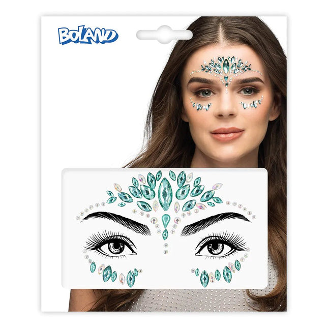 Groene Gezicht Stickers Emilia - Partywinkel - 8712026453037