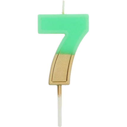 Groene Kaars 7 Jaar Retro van Folat koop je bij Partywinkel