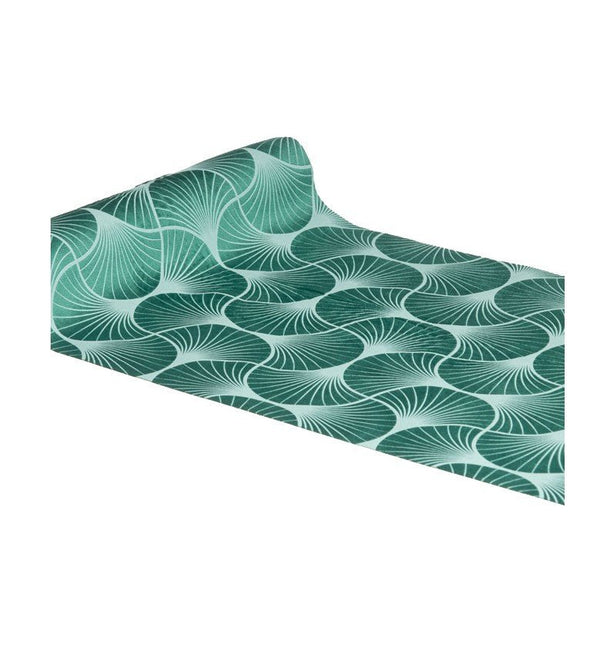 Groene Tafelloper Gingko Print 3m van CHAKS koop je bij Partywinkel