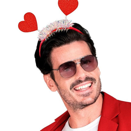 Haarband Hartjes Glitter Rood van Widmann koop je bij Partywinkel