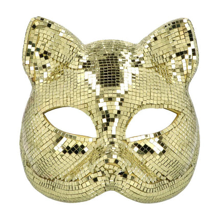 Halfmasker Disco cat goud van Boland koop je bij Partywinkel