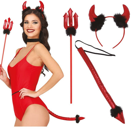 Halloween Accessoireset Duivel 3 delig - Partywinkel - 8434077249253