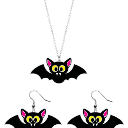 Halloween Accessoireset Ketting En Oorbellen Vleermuis van Fiestas Guirca koop je bij Partywinkel