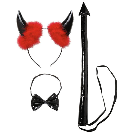 Halloween Accessoireset Zwart Rood Duivel 3 delig van Widmann koop je bij Partywinkel