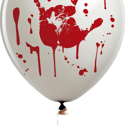 Halloween Ballonnen Handafdruk Bloed 30cm 10st - Partywinkel - 8434077315026
