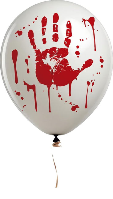 Halloween Ballonnen Handafdruk Bloed 30cm 10st - Partywinkel - 8434077315026