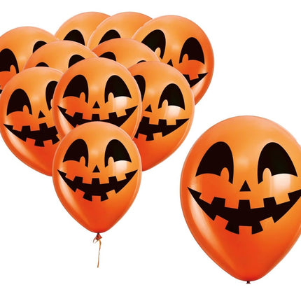 Halloween Ballonnen Oranje Pompoen 30cm 10st - Partywinkel - 8434077315057