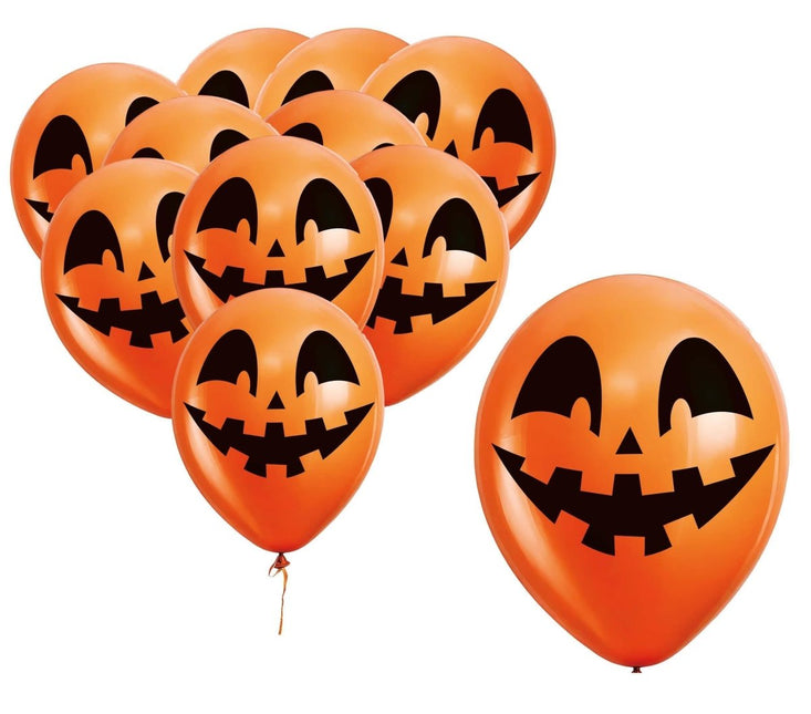 Halloween Ballonnen Oranje Pompoen 30cm 10st - Partywinkel - 8434077315057