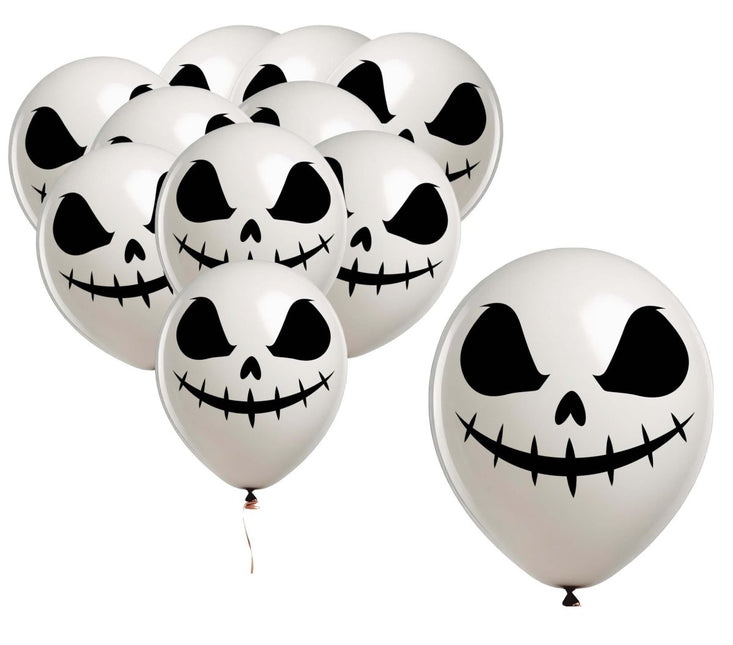 Halloween Ballonnen Wit Geest 30cm 10st - Partywinkel - 8434077315033