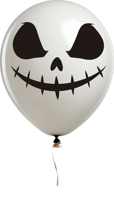 Halloween Ballonnen Wit Geest 30cm 10st - Partywinkel - 8434077315033