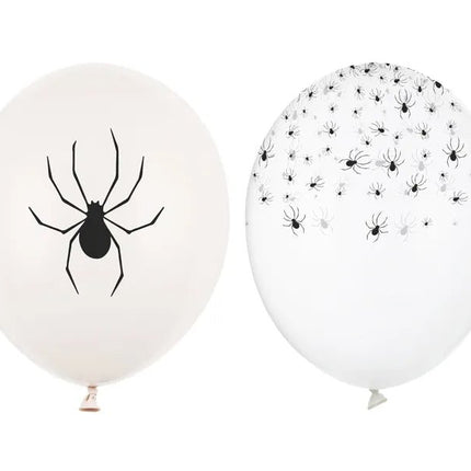 Halloween Ballonnen Wit Zwart Spinnen 30cm 50st van Partydeco koop je bij Partywinkel
