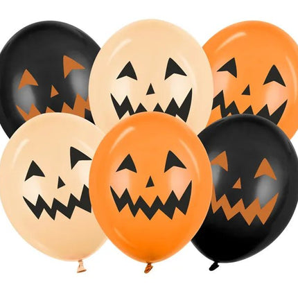 Halloween Ballonnen Zwart Oranje Pompoenen 30cm 6st van Partydeco koop je bij Partywinkel