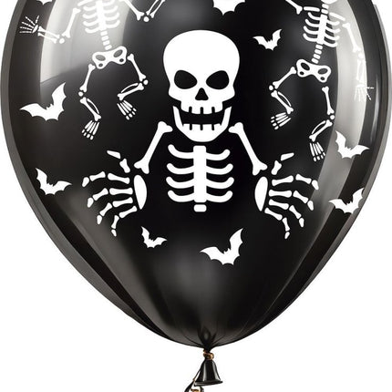 Halloween Ballonnen Zwart Skelet 30cm 16st - Partywinkel - 8434077315019