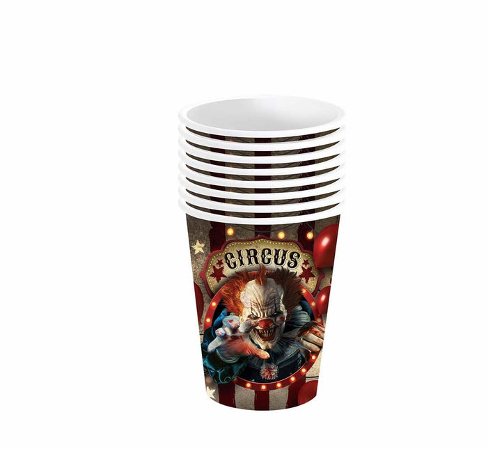 Halloween Bekers Clown 240ml 6st van Fiestas Guirca koop je bij Partywinkel
