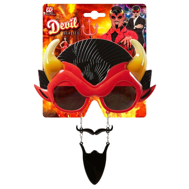 Halloween Bril Duivel Met Baard van Widmann koop je bij Partywinkel