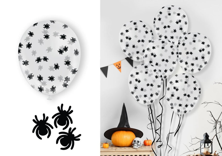 Halloween Confetti Ballon Met Spinnen 10st van Fiestas Guirca koop je bij Partywinkel