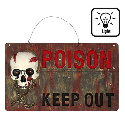 Halloween Deurbord Poison Keep Out 50cm van Boland koop je bij Partywinkel