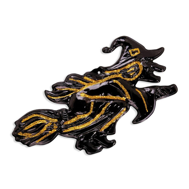 Halloween Deurbord Zwart Goud Heks van Widmann koop je bij Partywinkel