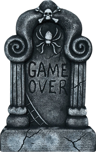 Halloween Grafsteen Grijs Game Over 42cm van Fiestas Guirca koop je bij Partywinkel