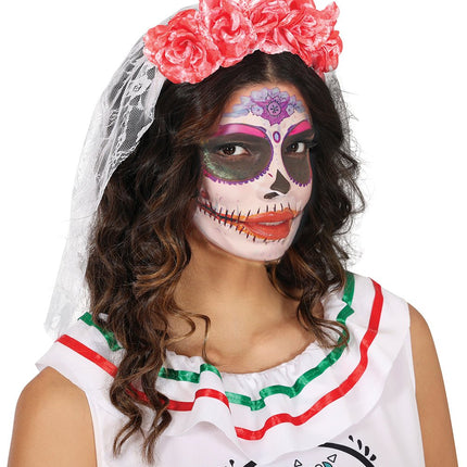 Halloween Haarband Roze Sluier En Boemen van Fiestas Guirca koop je bij Partywinkel