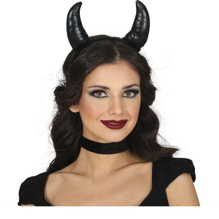 Halloween Haarband Zwart Demon - Partywinkel - 8434077249291