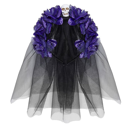 Halloween Haarband Zwart Paars Sluier van Widmann koop je bij Partywinkel
